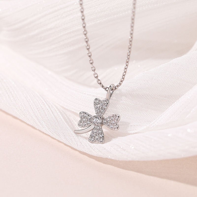 Flower Jewelry Four Leaf Necklace S925 – Image 2