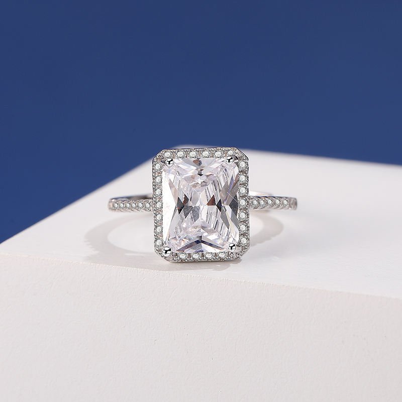 Princess Cut White Zircon Adjustable Silver Ring S925 – Image 2
