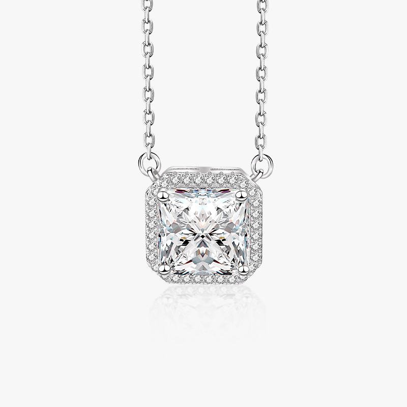 Bright Square Zircon Diamond Pendant Necklace for Women – Image 2