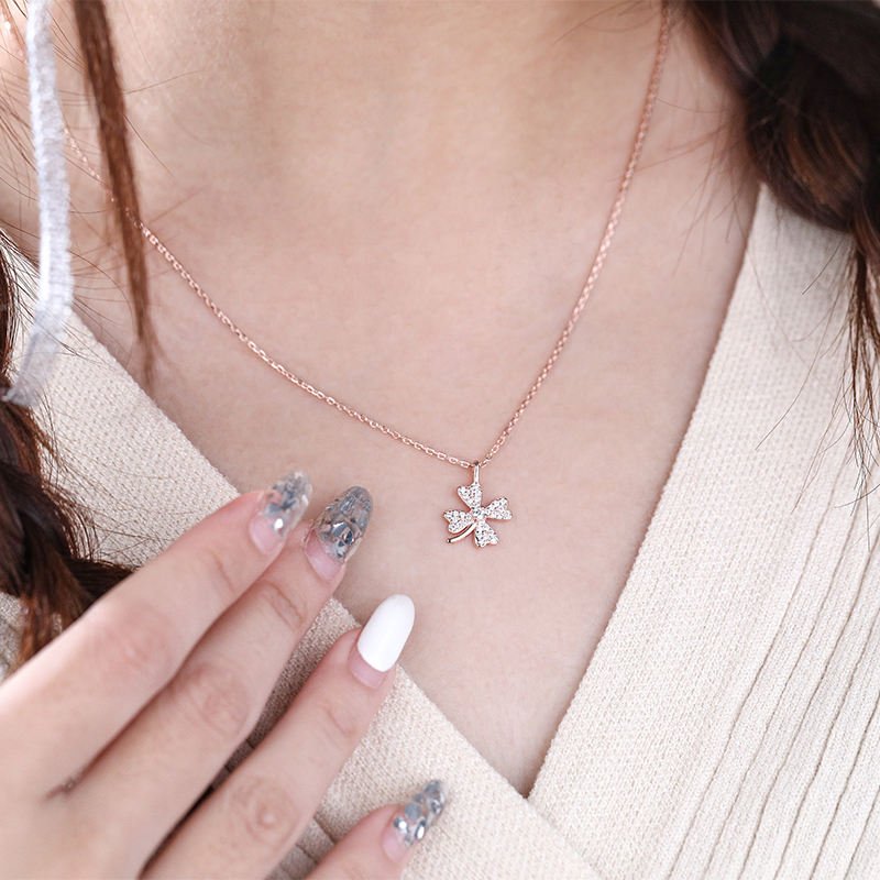 Flower Jewelry Four Leaf Necklace S925 – Image 4
