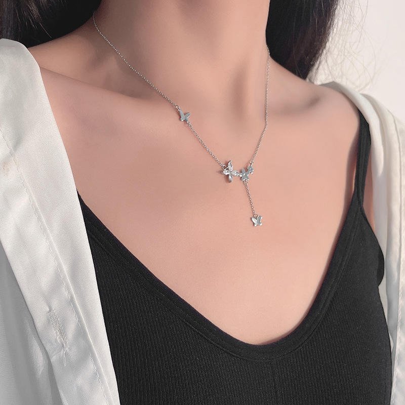 collier pendentif papillon, fleur en zircon S925 – Image 5