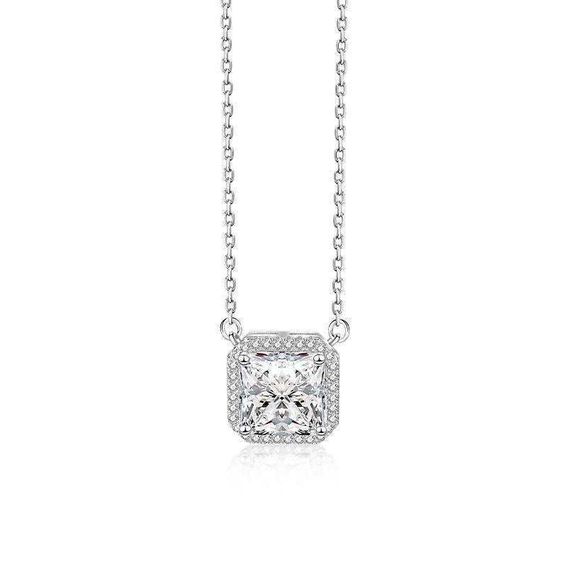 Bright Square Zircon Diamond Pendant Necklace for Women