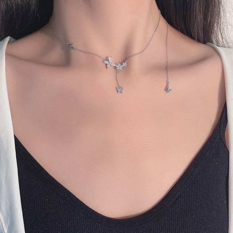collier pendentif papillon, fleur en zircon S925 – Image 6