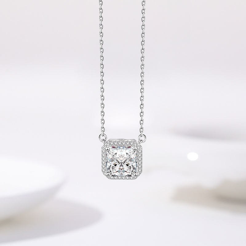 Bright Square Zircon Diamond Pendant Necklace for Women – Image 3