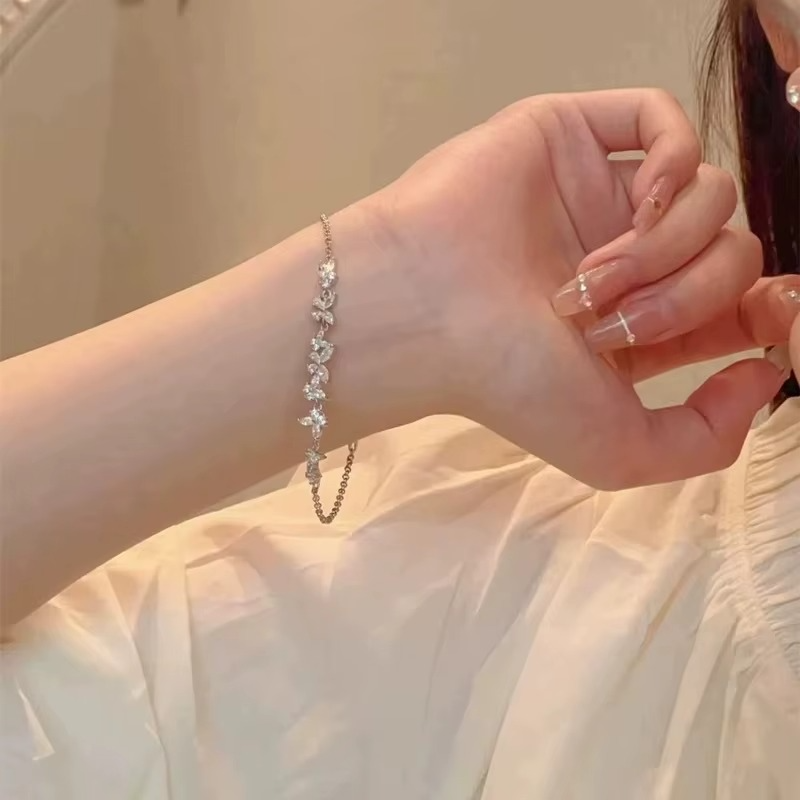 Bracelet papillon en argent sterling 925 pour femme, design original et luxueux, bracelet fleur de glycine – Image 6