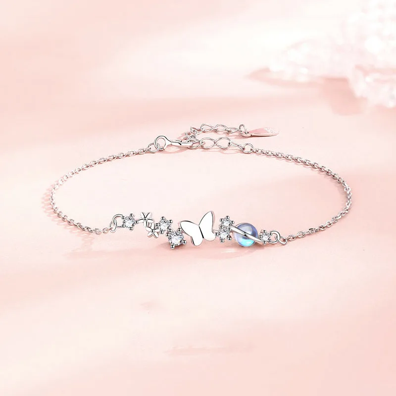 Bracelet papillon en pierre de lune , argent sterling 925, style luxe de niche