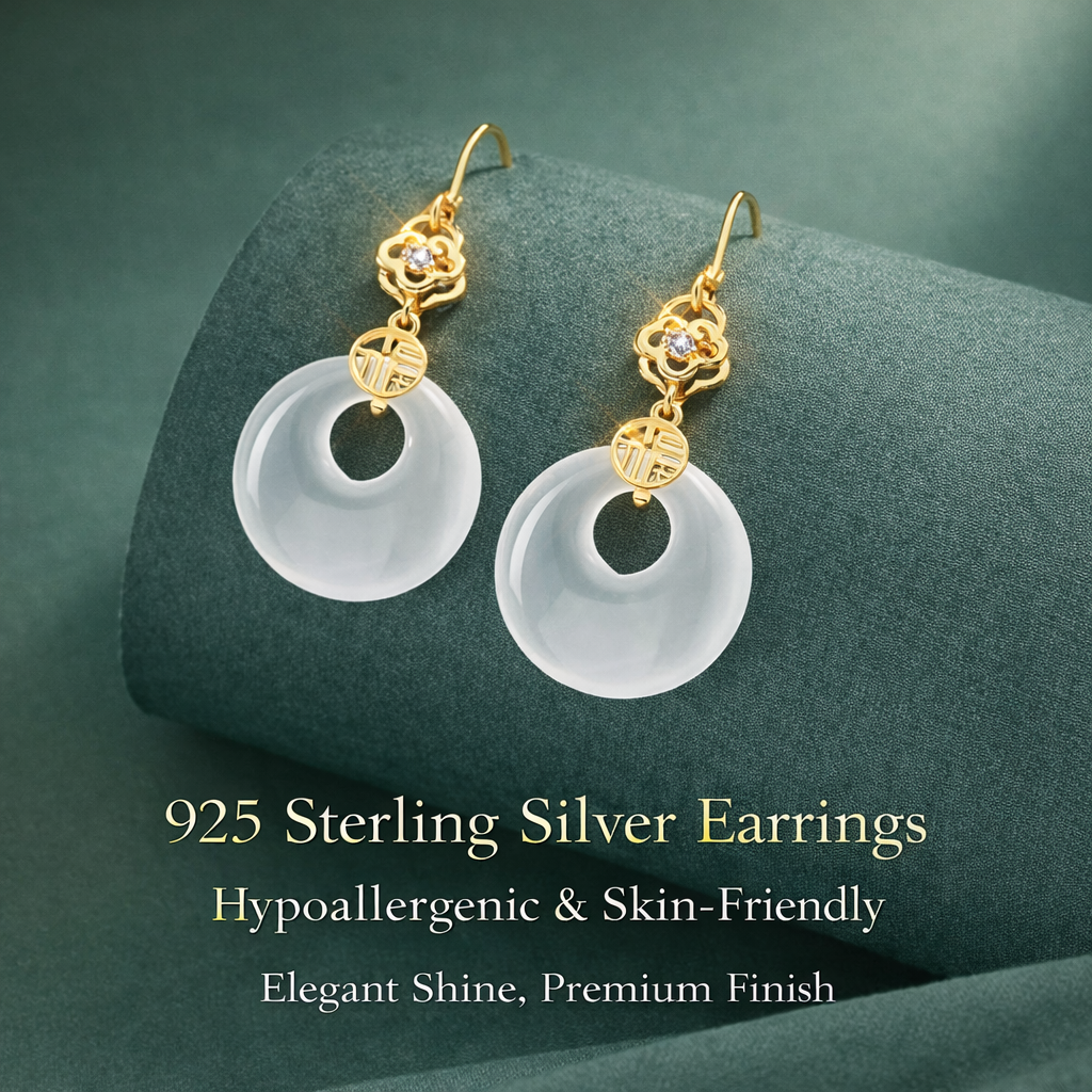 Boucles d'oreilles en calcédoine naturelle, pompons en argent sterling S925, style rétro – Image 2
