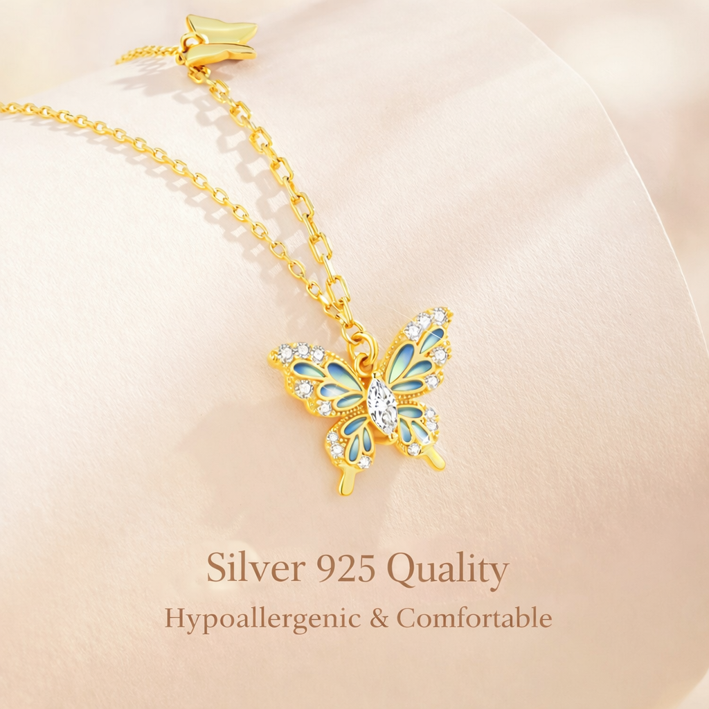 Collier papillon lumineux en argent sterling 925 - Un choix luxueux et raffiné pour femme – Image 2