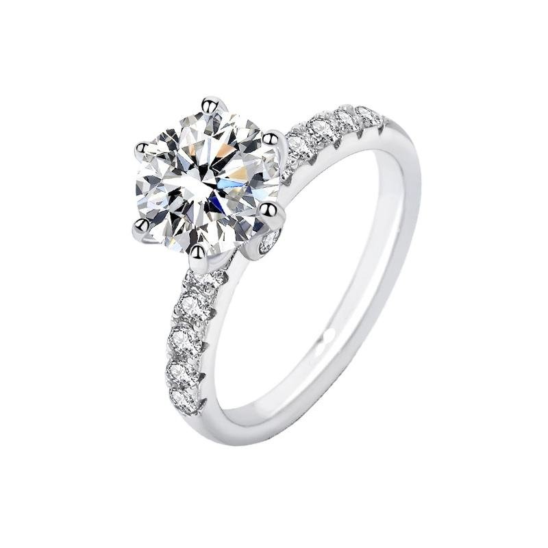 Bague en argent sterling 925 sertie d'une moissanite à six griffes, bague classique et luxueuse en zircone