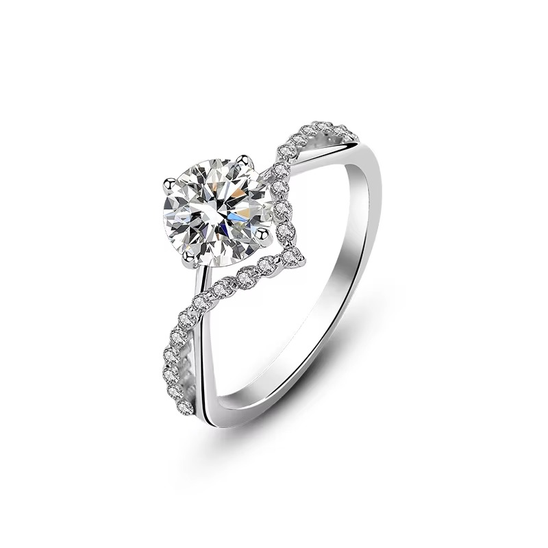 Bague en argent sterling 925 et moissanite pour femme, bijou de luxe personnalisé transfrontalier