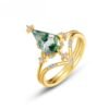 Bague pour femme combinant mousse verte collectée à chaud en Europe et en Amérique, argent S925, bague unique et personnalisée en agate et algues marines