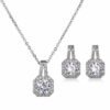 Luxury 925 Sterling Silver Square Diamond Moissanite Pendant Necklace Earrings Bridal Jewelry Set for Women